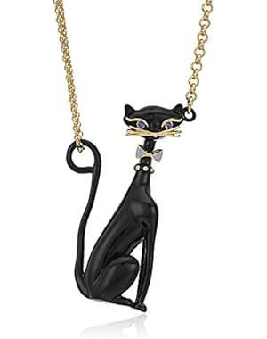 Cat Black/Multi-Colored Pendant Necklace, 28