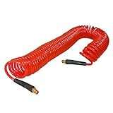 PowRyte Elite Recoil Polyurethane (PU) Air Hose - 1/4-Inch by 50-Feet, 1/4-Inch MNPT Swivel Brass Ends