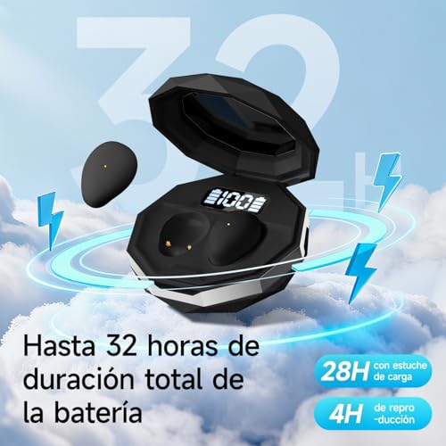 sunvito Auriculares para Dormir, Mini Auriculares para Dormir, inalámbricos Bluetooth 6.0 para Dormir de Lado, indicador de Potencia para Entrenamiento, Trabajo, Viajes(Negro)