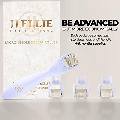 Derma Roller Microneedle Skin Care Kit for Face and Body with FOUR Professional Grade 0.25 mm Titanium Replacement Dermaroller Heads, 3 Disinfecting Cups, and Case - Face Roller Dermaplaning tool