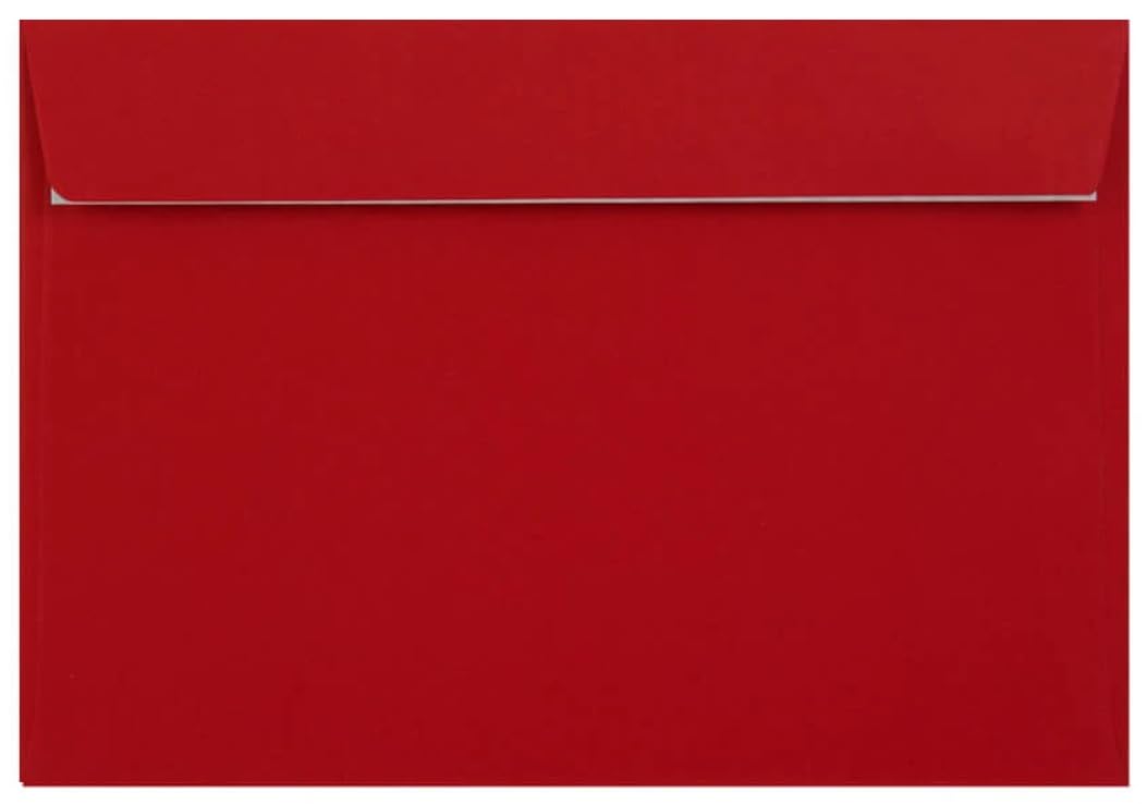 5" x 7" / 133mm x 184mm Coloured Envelopes (100gsm) Perfect for Christmas Cards, Greeting Cards, Wedding Invitations, Gift vouchers and Many More- Set of 100 Envelopes (Scarlet Red Peel & Seal)