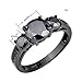 Junxin Round Cut Black Gold Three-stone Diamond Anniversary Ring Black Onyx Size6/7/8/9/10