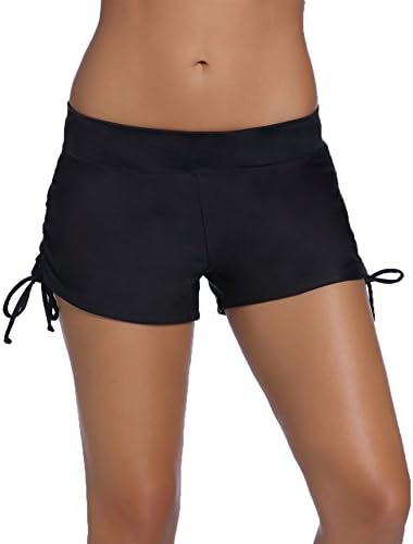 YIVEKO Beach Swimsuits for Women Bottoms with Adjustable Ties Swimming Short Panty Separates-Black-S