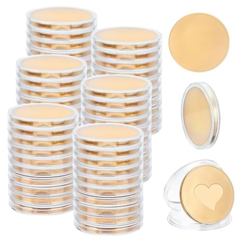 Bloepum 60 PCS Blank Coin Engraving Blanks Coin Metal Stamping Blank Coin 40 mm/1.57 Inch Round Tags Threaded Edged Coin
