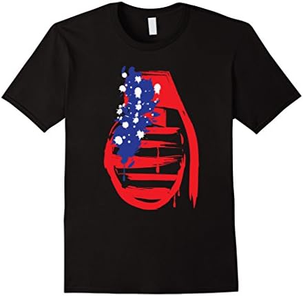 Men's USA American Flag Stars and Stripes Grenade Patriotic Shirt  Large Black