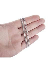 Silvadore - Collar de eslabones de 0.157 in para hombre, cadena de plata de acero inoxidable cubano, cadenas de eslabones para el cuello, para hombres, mujeres, niños, hombres y militares, 14.0 in, 16.0 in, 18.0 in, 20.0 in, 22.0 in, 24.0 in, 26.0 in, 36.