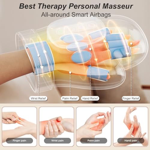 Smart Hand Massager with Heat Compression Relief for Arthritis and Carpal Tunnel Relief Electric Shiatsu Wrist/Finger/Palm Massager