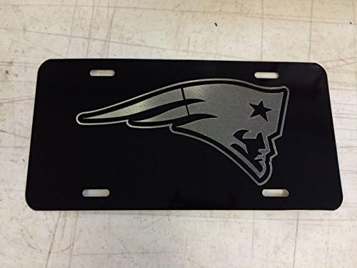 New England Patriots Logo Car Tag Diamond Etched on Aluminum License Plate