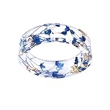 kingfishertrade-ltd Handmade Blue Color Dried Flowers Transparent Resin/Plastic Women/Men's Charm Ring