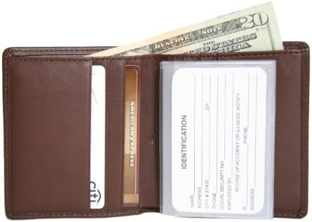 Royce Leather Men's Slim Bifold Wallet in Leather, Brown, One Size