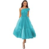 A-line Pleated Tulle Homecoming Dress for Women, Tea Length Sweetheart Prom Dresses Wedding Party Dress