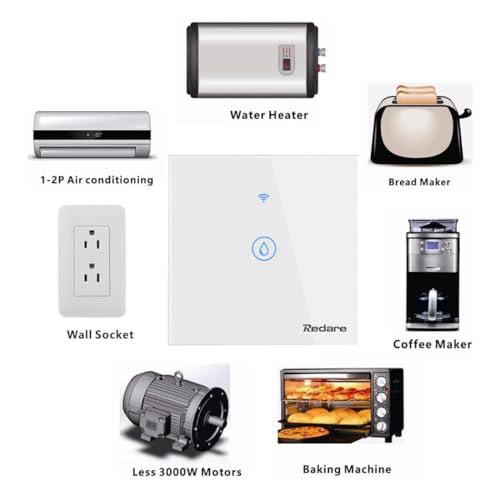 Redare Smart Water Heater Switch,40A 8000W WiFi Smart Boiler Switch,Heavy Duty WiFi Pump Controller for Pool Pump, Water Heater, Air Conditioner, Compatible with Alexa Google Home (Tuya 40A, White)