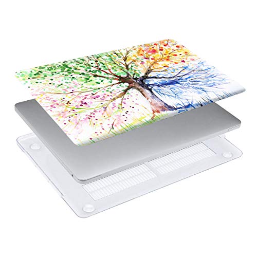 HRH 2 in 1 Watercolor Art Four Seasons Tree Laptop Body Shell Protective Hard Case Cover Silicone Keyboard Cover for MacBook New Air 13" Retina Display Fingerprint Touch ID (Model A1932,2018 Release) - Thumbnail 3