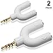 AFUNTA Auxiliary 3.5mm Jack Splitter Kit, U Shape, White