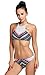 Vicity Women's Tribal Printed Halter Tankini Two Piece High Neck Bikini Swimsuits