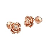 Rose Gold Tone Rose Screwback Girls Earrings