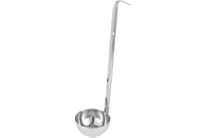 EXQUIMEUBLE Thick Stainless Steel Soup Ladle with Hook, 4 Oz Measuring Spoon for Baking and Milk Tea, Long