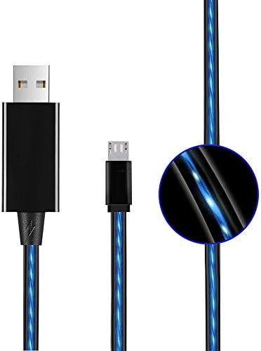 Micro USB Cable,Portable flowing LED Cable High Speed Quality Data Charging Cable 3FT USB2.0 For Samsung Galaxy S6 S7 Edge LG HTC Sony Oneplus Android Phones/Pads/tablet Devices (Blue)