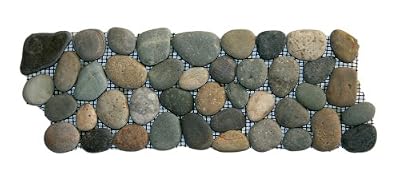 Bali Ocean Pebble Tile Border 1 Piece 4" X 12" (Mesh Mounted)