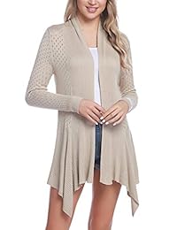 iClosam Womens Casual Long Sleeve Asymmetric Draped Open Front Cardigan Sweater