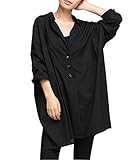 ELLAZHU Women Loose Casual Solid Long Sleeve Cotton Shirt Tops Blouse WO50