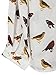 Clothink Women White Bird Print Shirt Collar Long Sleeve Button Up Shirt