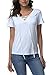 DREAGAL Women's Eyelet Lace Up Short Sleeve Top White Large