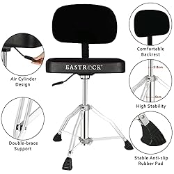 EASTROCK Drum Throne with Backrest Airlift