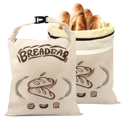FLYAMAPIRIT Beeswax Bread Bag for Sourdough, Large Reusable Bread Bag with Beeswax and Linen for Longer Freshness, Sustainable and Washable Bags for Sourdough Bread (Pack of 2)