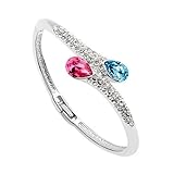 Silver Swarovski Elements Crystal Diamond Accent Teardrop Water drop Bracelet for women teenage girls, with a Gift Box, Ideal Gift for Birthdays / Christmas / Wedding