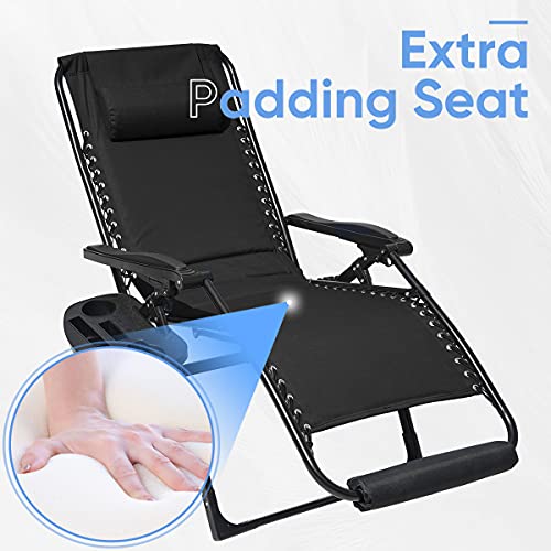 Ezcheer Oversized Padded Zero Gravity Chair with Foot Rest Cushion