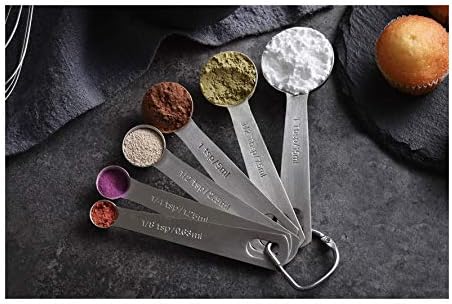 6 pcs Measuring Spoons,Heavy Duty Stainless Steel Measuring Spoons Set,Siliver Teaspoons, Metal Mini measuring spoons for Dry or Liquid Fits in Spice Jar.