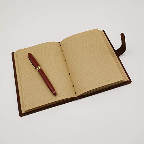 Handcraft Leather Journal with Lined Paper, 120 Sheets Kraft Pages, Leather Strap Closure