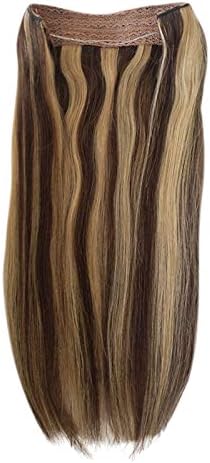 Halo Hair Extensions Invisible Wire Remy Quality Human Hair Easy Wear Halo Flip on Extensions (18" 120g, P5/27)
