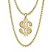 NYUK Gold Chain for Men with Dollar Sign Pendant Necklace (Style B 30'' length)