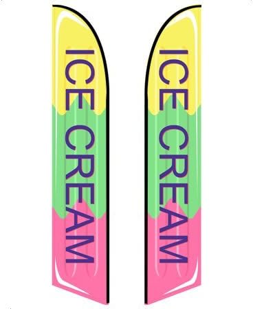 10ft Feather Banner - Ice Cream (Double-Sided, Poles and Cross Base Included) - Style 3