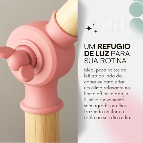Luminária de Mesa Retrátil com Base de Madeira | Design Moderno e Ajustável para Escritório, Leitura e Estudo (BRANCO)