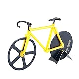 Bapdas No-Stick Stainless Steel and Dual Cutting Bicycle Pizza Cutter with Kickstand(Yellow)