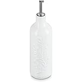 Le Creuset Stoneware Olive Branch Collection Oil Cruet, 20 oz., White