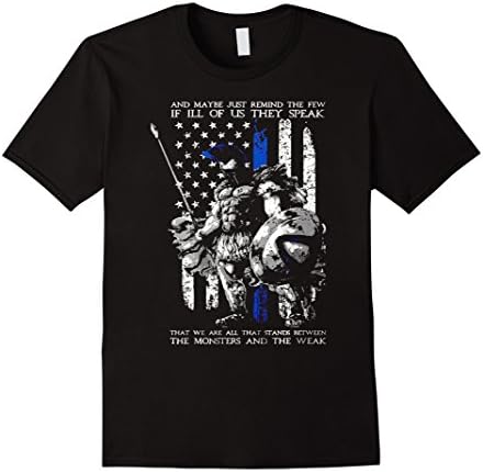 Men's Thin Blue Line American Flag, Police Spartan Shirt XL Black