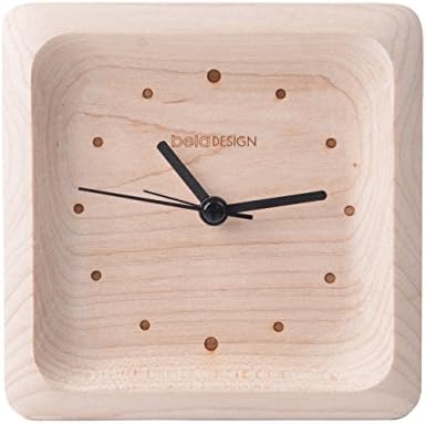 belaDESIGN Handmade Maple Wood Square Silent Table Alarm Clock