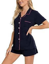 SWOMOG Womens Pajamas Set Short Sleeve Sleepwear