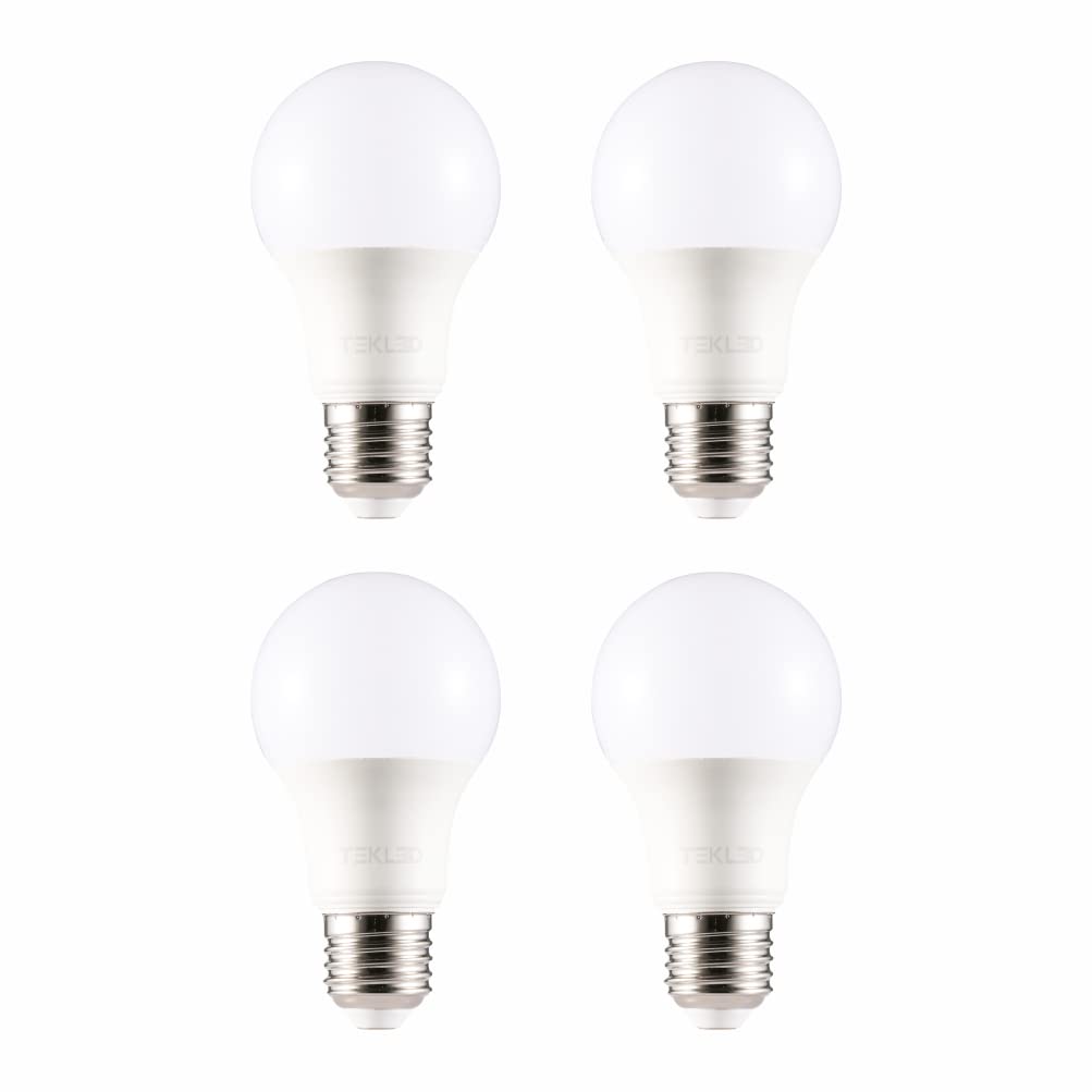 TEKLED® A60 LED Bulbs | E27 Edison Screw | Energy Saving 9W Light Bulb 60W Incandescent Bulb Equivalent | 2700K Dimmable 765LM | 4-Pack | Warm White