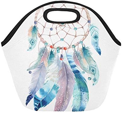 Insulated Neoprene Lunch Bag Dream Catcher Colored Psychedelic Feather Large Size Reusable Thermal Thick Lunch Tote Bags For Lunch Boxes For Outdoors,work, Office, School