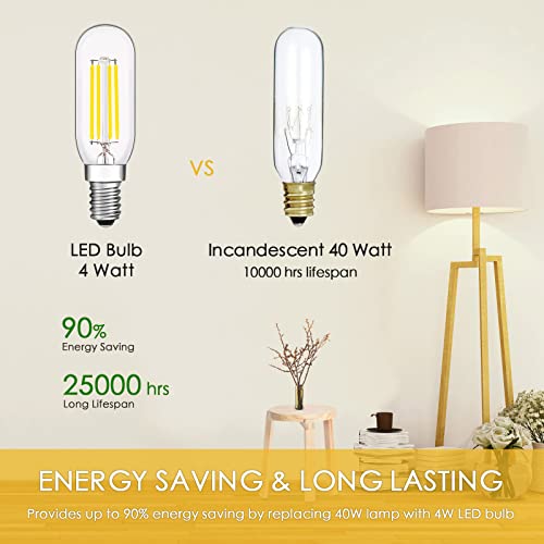 TOKCON 12 Volt LED Candelabra Bulbs T8 E12 Light Bulb 40 Watt Daylight
