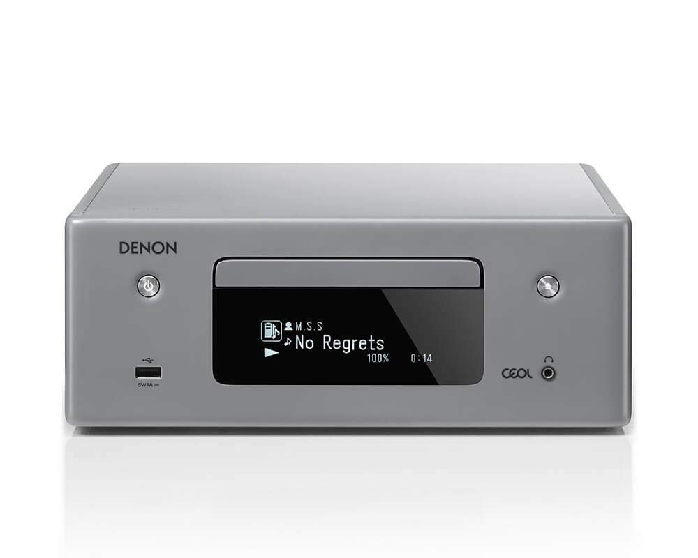 Denon Rcd-N10 Chaîne Hifi Avec Amplificateur, Lecteur Cd, Streaming Heos, Bluetooth, Wi-Fi, Airplay 2, Compatible Alexa, Entrées Optiques - Gris