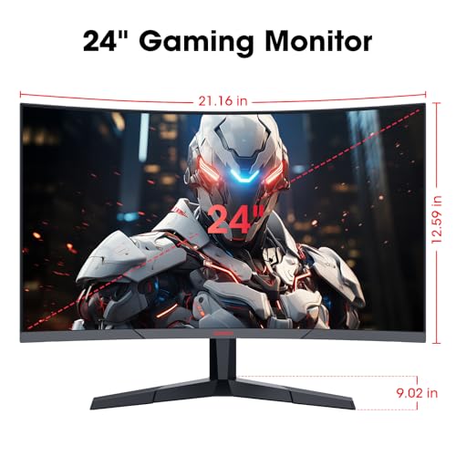 KOORUI 24 Inch Curved Monitor -180Hz 1ms Gaming Monitors FHD VA 1500R PC Monitors with Adaptive Sync, HDMI X2 /DP, VESA Compatible, Tilt Adjustable, Eye Care
