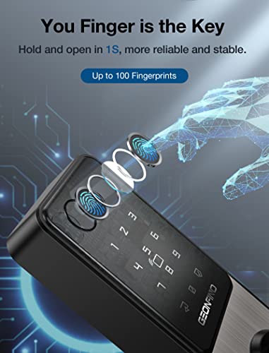 Fingerprint Door Lock, Bluetooth APP Smart Lock with Anti-Peeping, Keyless Entry Door Lock with Handle, Electronic Digital Door Lock, Biometric Door Lock, Smart Lock for Front Door, Home, Apartment