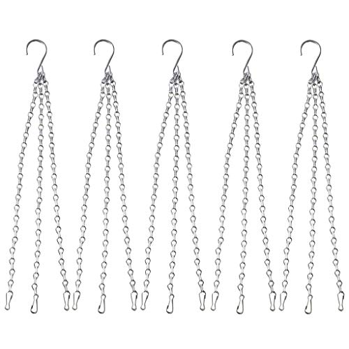 Lainrrew 5 Pcs Heavy Duty Hanging Chains, 3 Point 20 Inch Flower Basket Hanger Garden Plant Hanger for Bird Feeder Planter Lantern