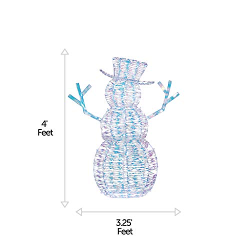 NOMA PreLit LED Light Up Twinkling Iridescent Snowman with Top Hat